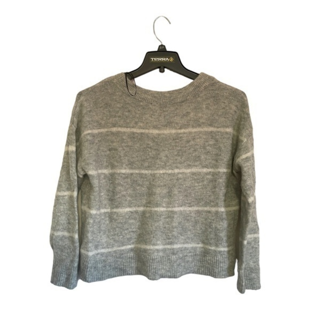 H&M Womens Mohair Wool Sweater Striped Cropped Long Sleeve Size Medium